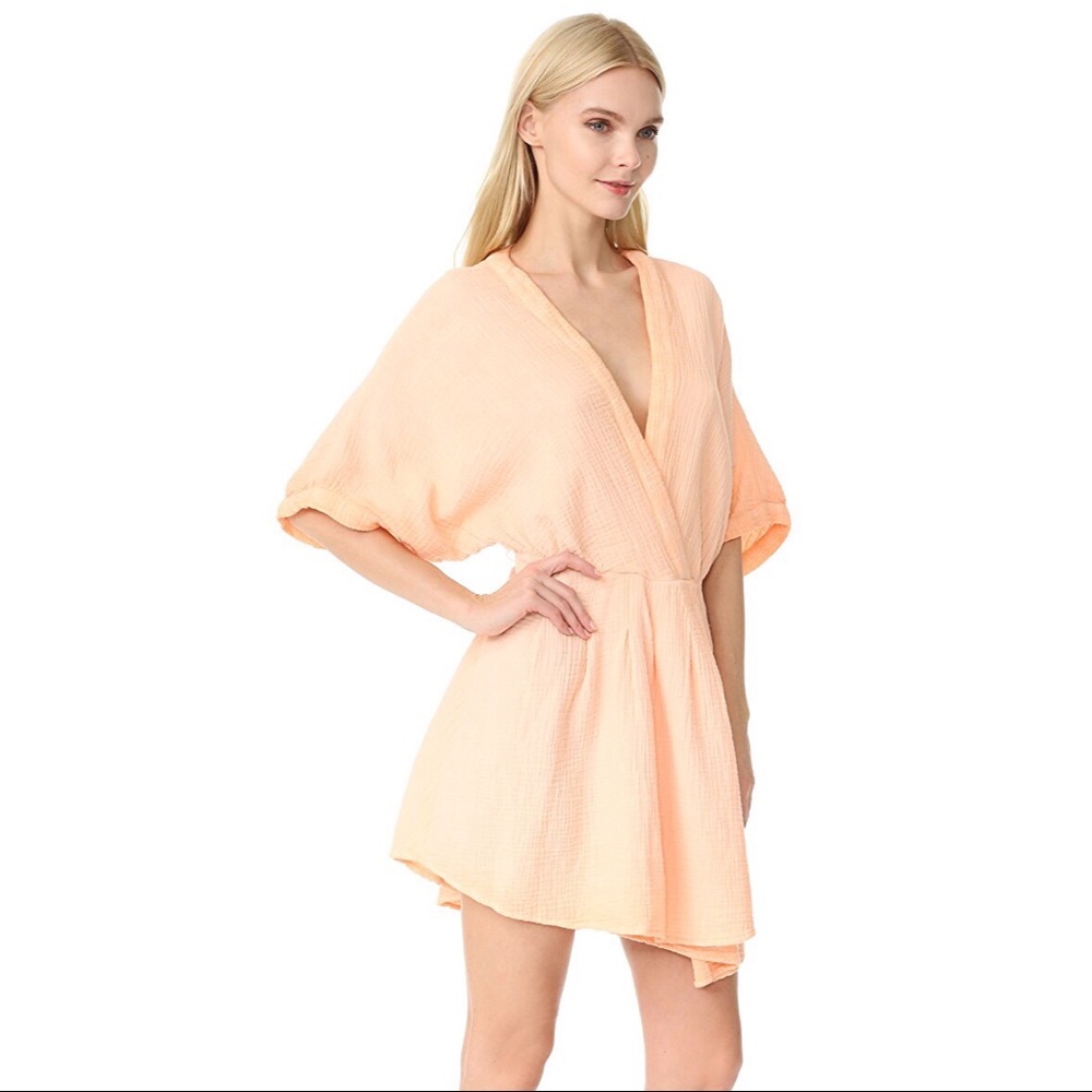 FREE PEOPLE Ripple Mini Wrap Crinkle Robe Dress